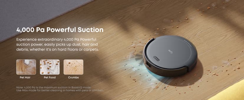 eufy C10 Robot Vacuum Self Emptying, 8 Weeks Hands Free, Advanced Smart Mapping with LiDAR Navigation, 2.85-Inch Slim Design, Powerful Suction, Edge Expansion Brush for Pet Hair, Carpet Detection