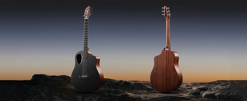 Donner Acoustic Guitar Kits for Beginners & Intermediate Learners - 38" Travel Guitar with Carbon Fiber Top, Wooden Back & Sides, Case, Strap, Steel-Strings, RISING-G1 (Gloss, Brown)