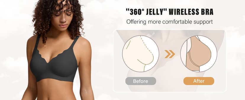 Wireless Seamless Jelly Bra for Women with Support - No Underwire Full Coverage Push Up Bras for Women