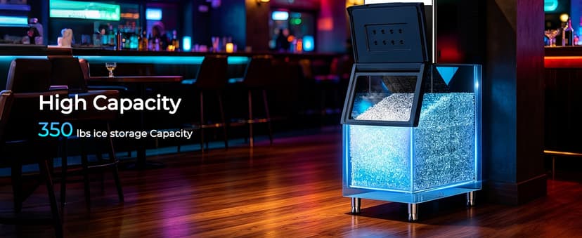 22" Commercial Nugget Ice Maker Machine 420LBS/24H with 350LBS Storage Bin, Nugget Ice Style, Air Cooled Powerfull Compressor, Industrial Nugget Ice Machine for Business