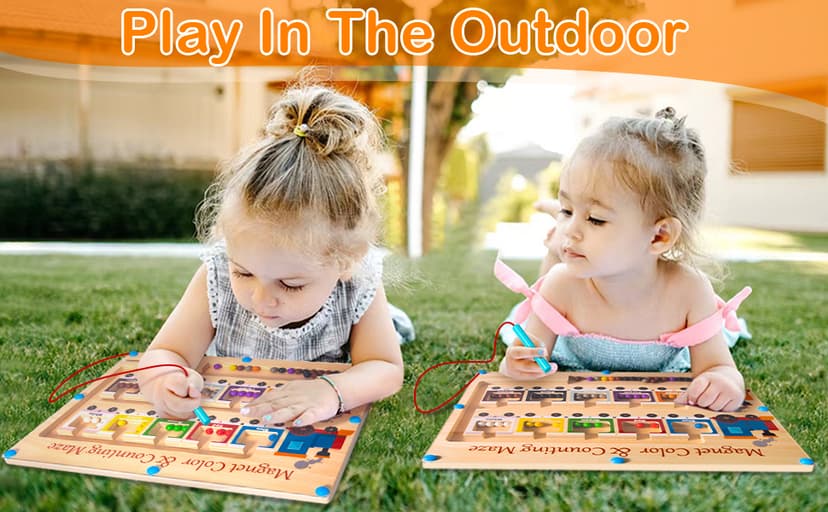 Magnetic Color and Number Maze Board Wooden Montessori Fine Motor Skills Toys for 3 4 Year Old Preschool Learning Activities Classroom Must Haves Sorting Travel Toys for Toddlers Boys Girls