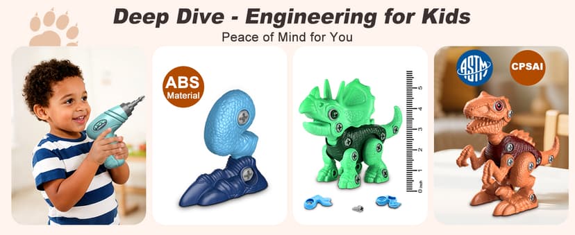 Laradola Dinosaur Toys for 3 4 5 6 7 8 Year Old Boys, Take Apart Dinosaur Toys for Kids 3-5 5-7 STEM Construction Building Kids Toy with Electric Drill, Party Christmas Birthday Gifts Boys Girls