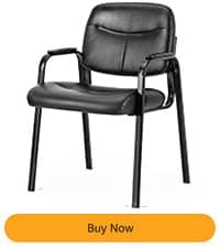 Sweetcrispy Waiting Room Guest Chair, Stationary Office Reception Chairs No Wheel, Comfy Padded Arms and Seld Base, for Conference Room Lobby Home Computer Desk Bedroom Elderly, Deep Black