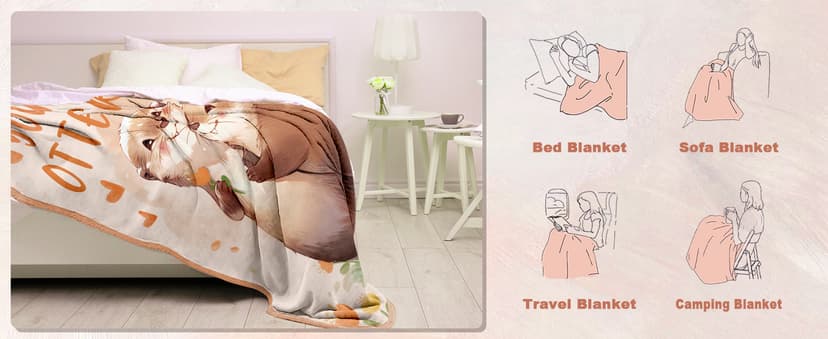 AceThrills Anniversary Blanket Gifts for Women, Girlfriend Gifts for Girfriend Birthday Gift, Romantic Gifts for Her - 50" × 60" Otter Blanket