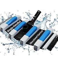 Enhanced Pool Vacuum Head with Direction-Control Handle - Extra-Wide 4LB Professional Weighted Vac Heads Brush & Wheels for Vinyl Liner-Deep Cleaning for Inground & Above Ground Swimming Pool - Blue