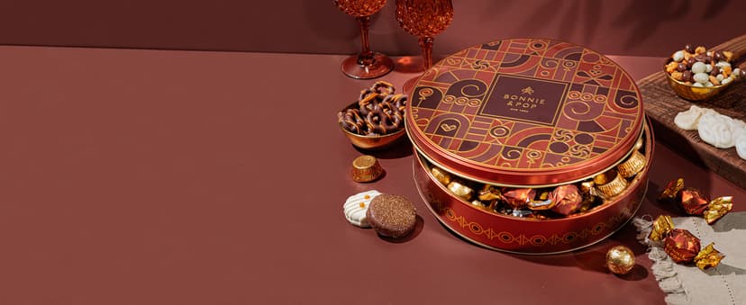 Holiday Chocolate Gift Basket- Thanksgiving and Christmas Nut and Candy Gift Box for Men, Women, Families, Corporate- Bonnie and Pop