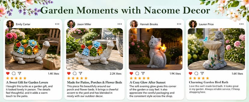 Nacome Solar Garden Outdoor Statues Turtle with Succulent and 7 LED Lights - Lawn Decor Tortoise Statue for Patio, Balcony, Yard Ornament - Unique Housewarming Gifts