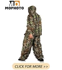 MOPHOTO 5 in 1 Ghillie Suit 3D Camouflage Hunting Suits - Jacket, Pants, Hood, Carry Bag for Adults & Youth, M/L/XL/XXL