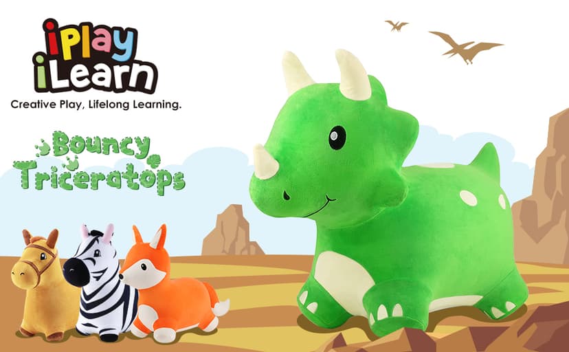 Outside Inflatable Riding Plush Triceratops Bouncing Horse Hopping Toy, Cool Birthday Gifts Age 2 3 4 5 6 Year Old Boy Girl Bouncy Pals Toddler Dinosaur Hopper Toy, Kids Outdoor Ride on Bounce Animal B09B1QZLXW