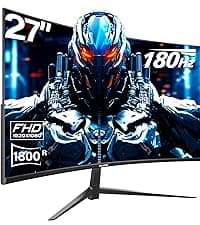 Gawfolk 27 inch Curved Gaming Monitor,144Hz/180Hz PC Monitor Full HD 1080P, Frameless 1800R Computer Display with FreeSync & Eye-Care Technology, Wall Mountable, DP, HDMI Port (Black)