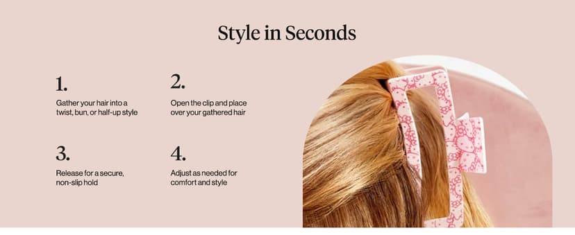 Kitsch Hello Kitty Recycled Plastic Jumbo Claw Clip, Extra Large claw Clips for Thick Hair, Big Hair Clips for Thin Hair | Ideal Gifts for Women (1 Piece, Pink Kitty Faces)