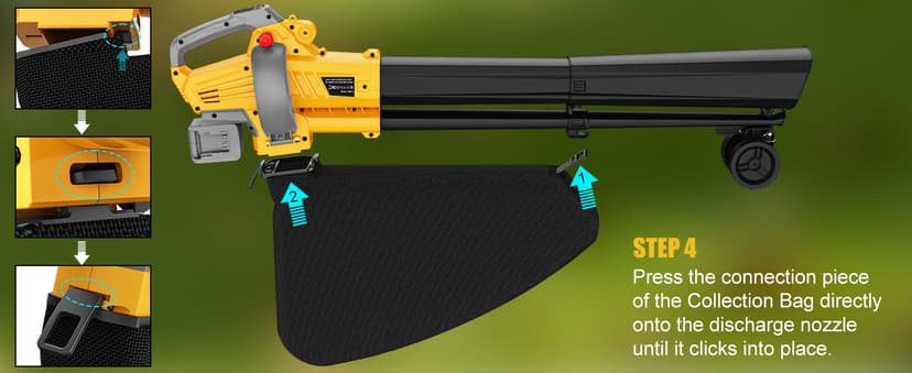 Cordless Leaf Blower Vacuum Mulcher Compatible for Dewalt 20V Battery(NO Battery), 3-in-1 Handheld Leaf Vacuum Mulcher with 40L Bag, 4 Variable Speeds with Turbo Modes for Yard Patio Driveway Cleanup