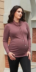 GINKANA Maternity Hoodie Long Sleeves Shirts Casual Maternity Top Pregnancy Sweatshirt Casual Clothes