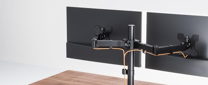 WALI Dual Monitor Stand for Desk, Monitor Stands for 2 Monitors up to 27 inch, Dual Monitors Mount Fits up to 22lbs, Free Standing Full Motion Dual Monitors Arm for Desk (MF002), Black
