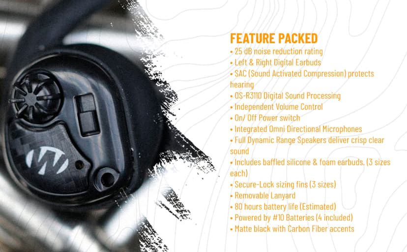 Walker's Wireless NRR25dB Electronic Sound Suppression Hearing Protection Earbuds for Shooting
