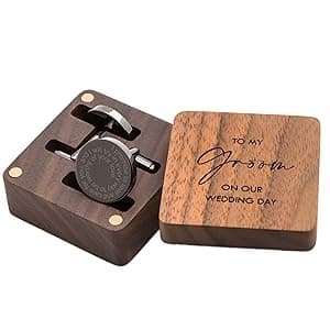MUUJEE Cufflinks with Engraved Wood Gift Box