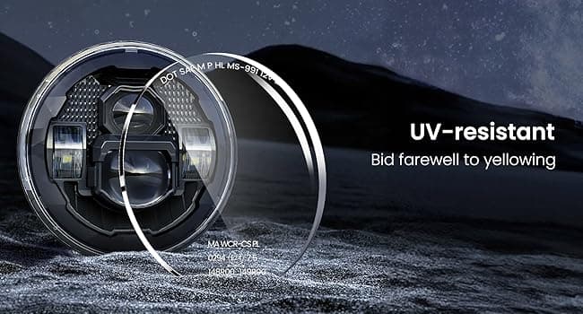 HWSTAR Pair New 1000% Bright Anti-glare 7 Inch Led Headlights Round Compatible with Jeep Wrangler JK JKU TJ LJ Chevy Ford GMC Dodge Mazda Nissan Mack VW etc DOT Approved H6024 Hi/Low Sealed Beam