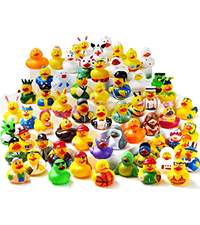 JOYIN 30 Pcs Rubber Ducks, Random Assortment Ducks Bulk with Mesh Carry Bag, Mini Rubber Duckies for Baby Bath Toys, Kids Toddler Summer Pool Toys Birthday Gifts Party Favors
