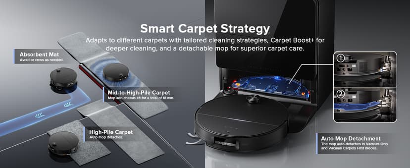 roborock Saros 10 Robot Vacuum and Mop, 22,000Pa Suction, AI Obstacle Avoidance, 3.14-inch Ultra Thin, Intelligent Dirt Detection, Zero Tangling Main Brush, Hot Water Mop & Dock Self Cleaning