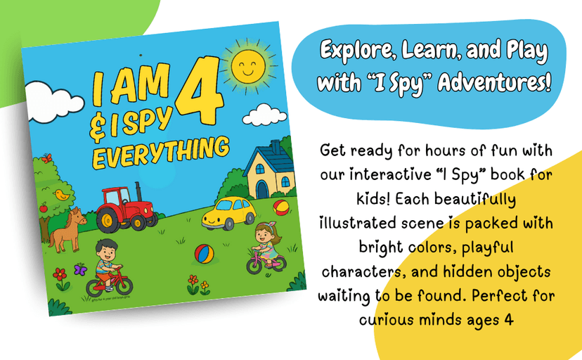 Gifts for 4 Year Old Boys Girls : I Am 4 & I Spy Everything: Toddler Eye Spy Book for Four Yr : Fun Search & Find Activity Book for Toddlers Featuring ... Simple Shapes, Colors, and Counting Practice B0FMR79XFF