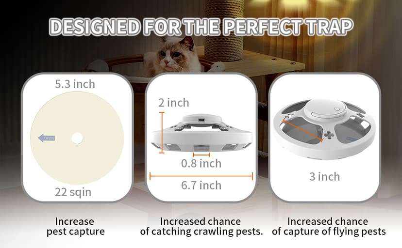 Frogoom 2 Packs Flea Traps for Inside Your Home with 6 Sticky Pads, Fleas Light Traps Kills Fleas in House, Hanging Flea Lamp with USB Cable Pest Control for Bugs Moths Gnats Indoor and Outdoor