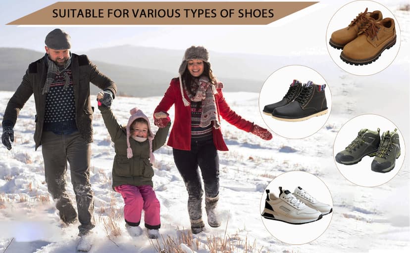 HQcontL 2 Pairs Ice Cleats for Shoes and Boots, Universal Non Slip Hiking Spikes, Micro Shoe Spikes for Snow and Ice, Durable Snow Crampons for Winter Hiking Climbing Ice Fishing, 8 Steel Studs Gripper Spike