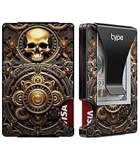 typecase Mens Wallet Card Holder: Pop Up Aluminum Case, Genuine Leather, Smart, RFID Blocking, Slim, Minimalist, Front Pocket - 9-14 Card Capacity | ID Window | Cash Slot (Carbon Fiber)