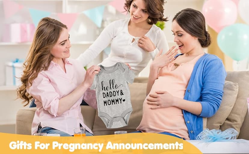 Pregnancy Gifts for First Time Moms - New Parents Gift Set Pregnancy Announcement Baby Shower Basket Mom & Dad Mugs, Baby Ultrasound Frame, Decision Coin, Onesie, Bib and Socks