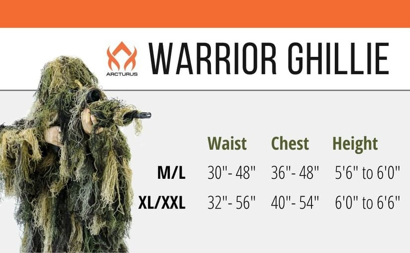 Arcturus Warrior Ghillie Suit - Camouflage Hunting Suit for Men, Military, Hunters, Snipers & Airsoft