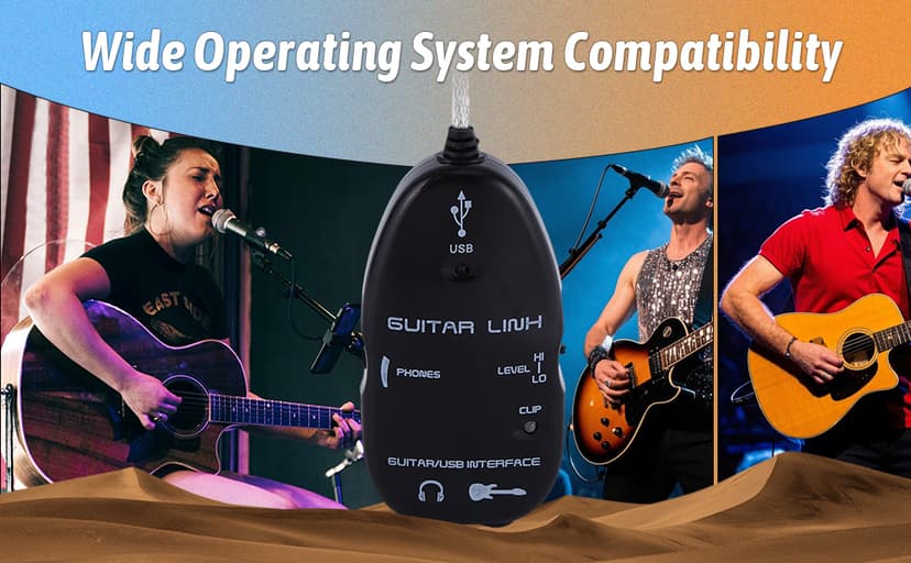 Sunicon Professional USB Guitar Cable, Guitar to USB Interface Cable Link Audio with Software CD Driver for PC Recording Adapter