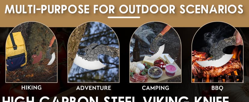 ROCOCO Viking Cleaver Knife Butcher Meat Cutting Boning Knife Hand Forged Chinese Kitchen Axe with Sheath Home Outdoor BBQ Camping Chirstmas Birthday Chirstmas Mother Father Gift Men