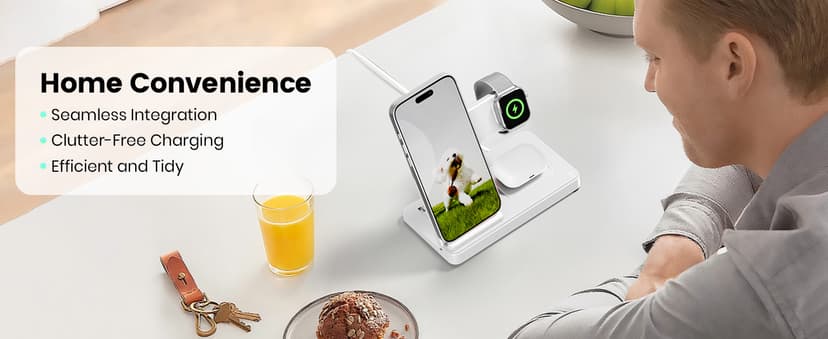 Wireless Charger Stand Charging Station: 3 in 1 Charger Stand Multiple Devices for Apple - iPhone 17 16e 16 15 14 Pro Max 13 12 - Watch 11 10 9 8 7 6 5 4 3 2 SE and Ultra Series-Airpods 4 3 Pro, White