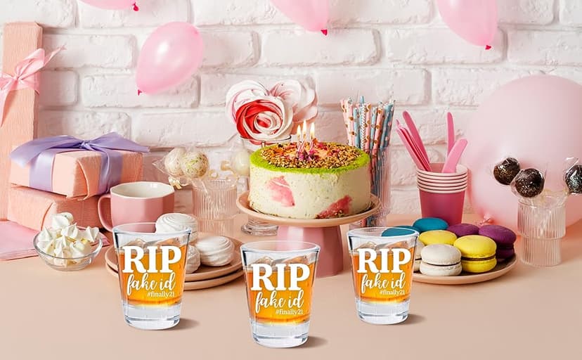 21st Birthday Gift for Her, Happy 21st Birthday Gift for Women, RIP FAKE ID Gift for 21 Year Old Girls Boys, Gift for 21 Year Old Woman, 2004 Happy Birthday Shot Glass, 2004 Birthday Party Decoration