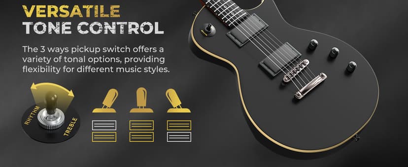 Fesley 39" LP Electric Guitar Kit: Full Size Solid Body Electric Guitars for Beginners with Humbucker Pickups, Poplar Body, Mahogany Neck,22 Frets,6 String Guitar with Gig Bag,Cable,FLP350,Matte,Black