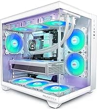 MUSETEX PC CASE ATX 6 PWM ARGB Fans Pre-Installed, Type-C Mid Tower Computer Case with Full-View Dual Tempered Glass, Gaming PC Case,Black(K2)