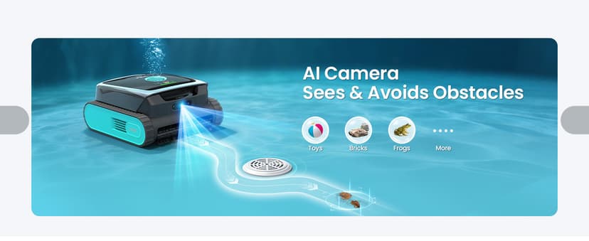 AIPER Scuba V3 AI Vision Cordless Robotic Pool Cleaner, Include Wireless Charging Dock, Smart Waterline Parking & Featherlight Design, Micromesh Multi-Layer Filtration, Blue