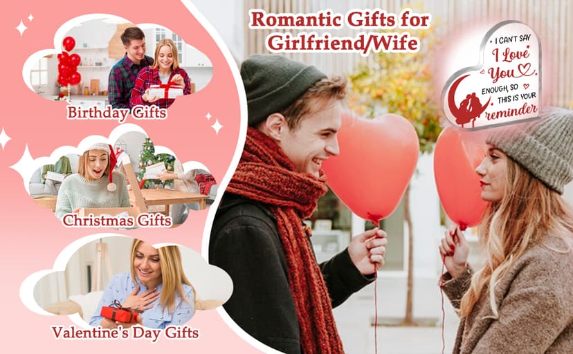 I Love You Gifts for Her Him Valentines Day Gifts for Girlfriend Wife Long Distance Relationship Gift for Gf Girlfriend Sweet Day Valentine Gift for Boyfriend Husband Loving Acrylic Sign