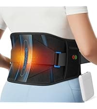 Comfytemp Cordless Heating Pad with Massager for Back Pain Relief, Portable Lower Back Massager Wearable, Birthday Gifts for Dad Mom Men Women Elderly, Rechargeable Period Cramps, 3 Heat Auto-Off, 58"