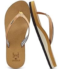 KuaiLu Men's Yoga Mat Leather Flip Flops with Arch Support Comfortable Cushion Walking Thong Sandals Slip On Indoor Outdoor