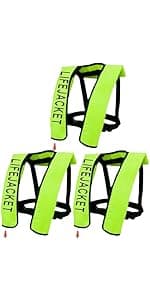 3-Pack Life Jackets for Men Women - 150N Automatic Inflation Swim Vest with Reflective Strips & Safety Buckle ~ Lightweight &Breathable