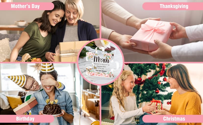 Gifts for Mom - Delicate Mom Birthday Gifts from Daughter Son - Engraved Acrylic Block Puzzle Piece 3.9 x 3.3 inch - Mothers Day Christmas Birthday Gifts for Mom, Ideas