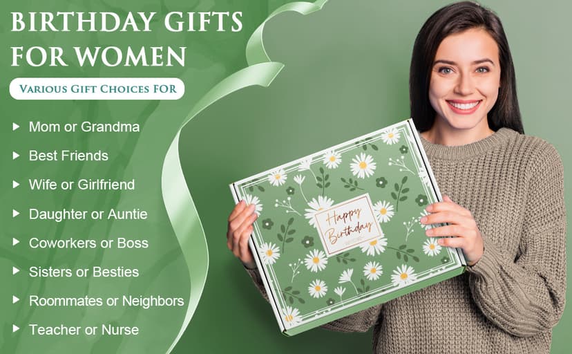 Birthday Gifts for Women Friendship, Unique Happy Birthday Gifts Basket for Mom Her Best Friend Sister Wife Girlfriend Coworker, Luxury Self Care Box Vanilla Coconut Relaxing Spa Gifts Set w/ Blanket