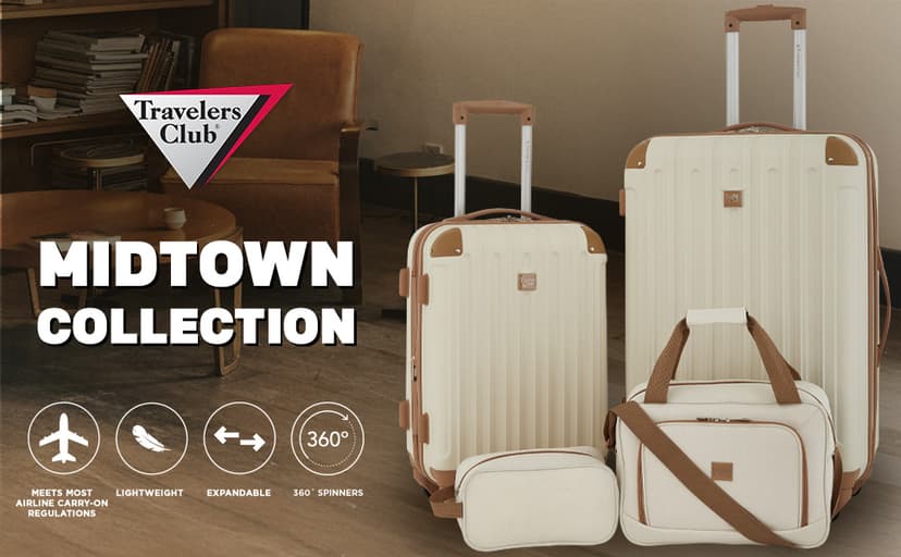 Travelers Club Midtown Hardside 4-Piece Luggage Travel Set, Rose Gold