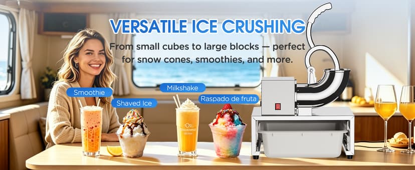 Commercial Snow Cone Machine, 440LB/H Professional shaved ice machine, 350W Electric Ice Crusher, Silver Stainless Steel, Fluffy Shave Ice Machines for Home, Parties, Dessert Shops & Bars