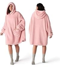 Bedsure Blanket Hoodie, Wearable Blanket for Adults & Kids as Gifts for Women Men, Birthday Gifts for Women Mom Girl Sherpa Oversized Hoodie, Grey, Standard