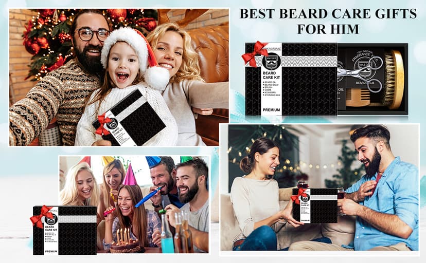 MALE GOD Beard Kit w/Beard Oil, Balm, Brush, Comb - Nourish & Soften Beard, Natural Shea Butter, Suitable for All Skin, Anniversary & Birthday Gifts for Men Him Husband Boyfriend Dad Friends