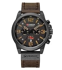 FANMIS Mens Luxury Watches Business Chronograph Dress Waterproof Leather Strap Analog Quartz Wrist Watch