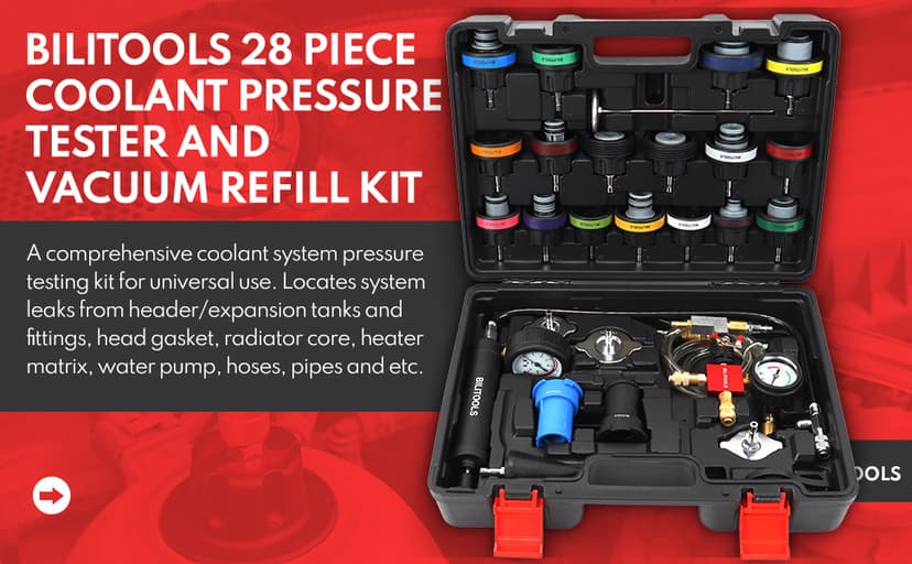 BILITOOLS Radiator Coolant Pressure Tester & Vacuum Refill Kit, 28-Piece Universal Cooling System Radiator Leak Tester & Refiller