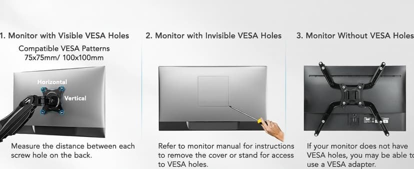 HUANUO FlowLift™ Dual Monitor Stand, Fully Adjustable Gaming Monitor Desk Mount for 13–32″ Computer Screens, Full Motion VESA 75x75/100x100 with C-Clamp & Grommet Base, Each Arm Holds 4.4 to 19.8 lbs