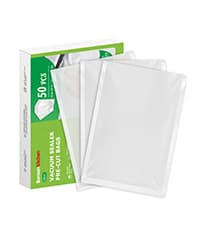 Bonsenkitchen Vacuum Sealer, Multi-Functional Food Sealer with 1 Roll Bag+ 5 Bags, Bag Storage | Built-in Cutter, Silver-Stainless steel